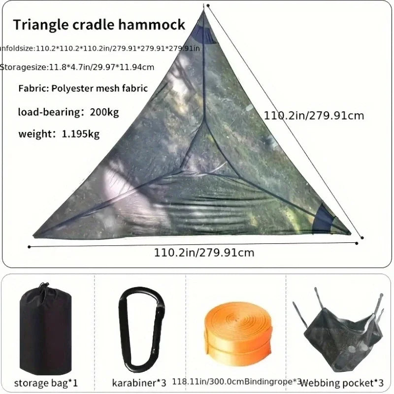 Portable Nylon Triangle Hammock with Storage Bag