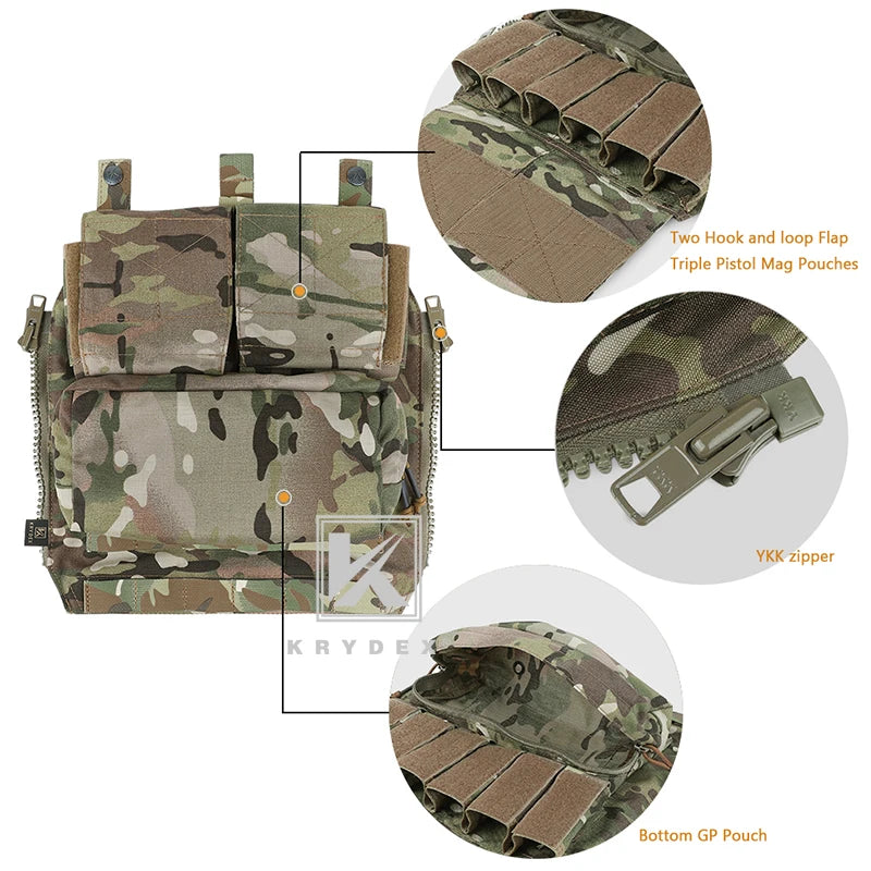 KRYDEX Tactical Zip-On Panel Backpack for Plate Carrier Vest