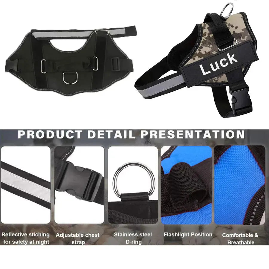 Customized Reflective Dog Harness Vest No Pull Adjustable Breathable Pet Harness for Outdoor Use