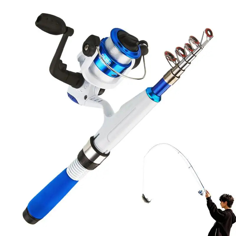 Telescopic Fishing Rod And Reel Combo Portable Travel Kit For Adults And Kids