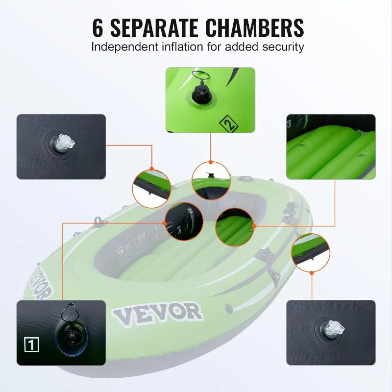 VEVOR Inflatable Boat for Five People Spacious and Foldable for Easy Storage