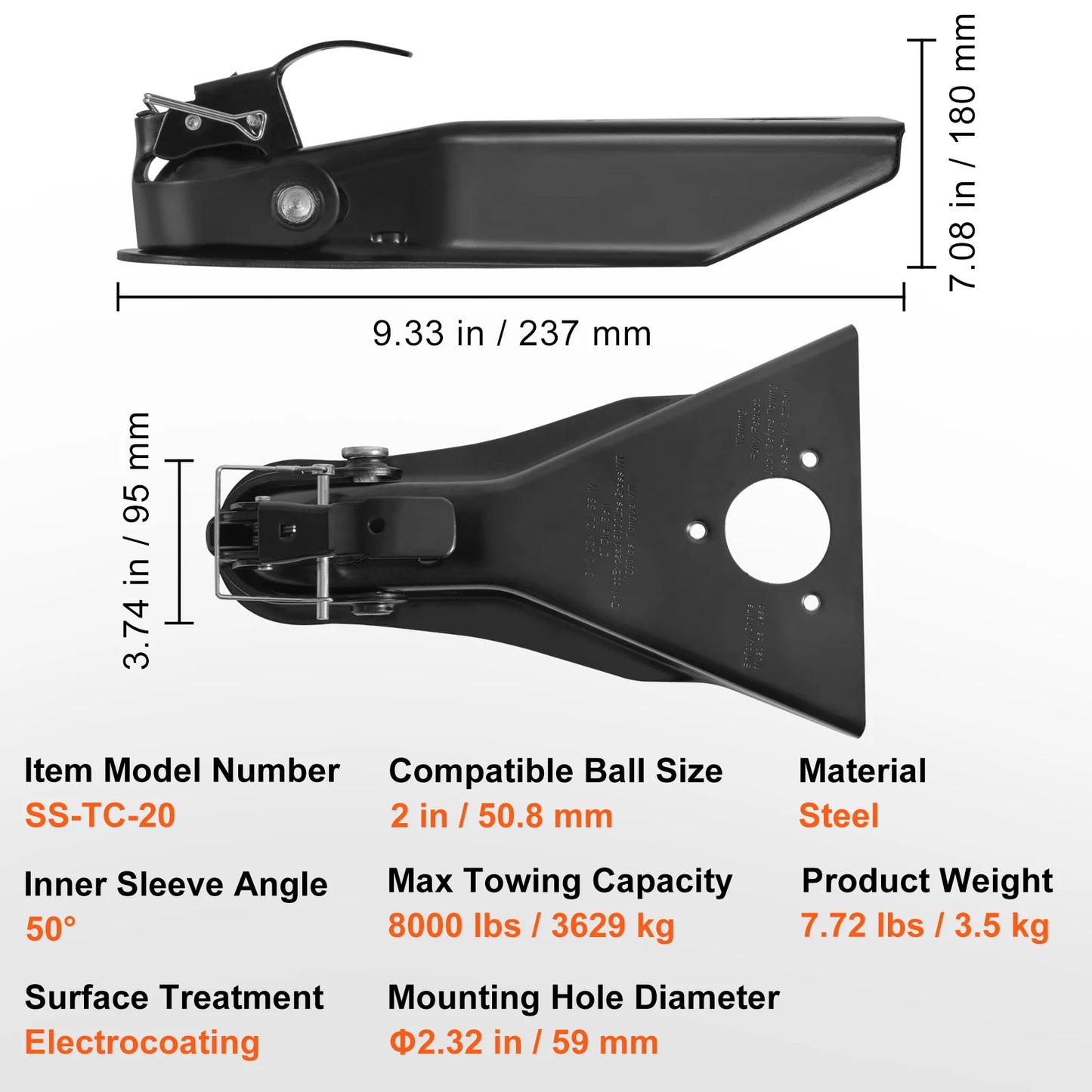 VEVOR 8000 Pounds A-Frame Trailer Coupler for Towing