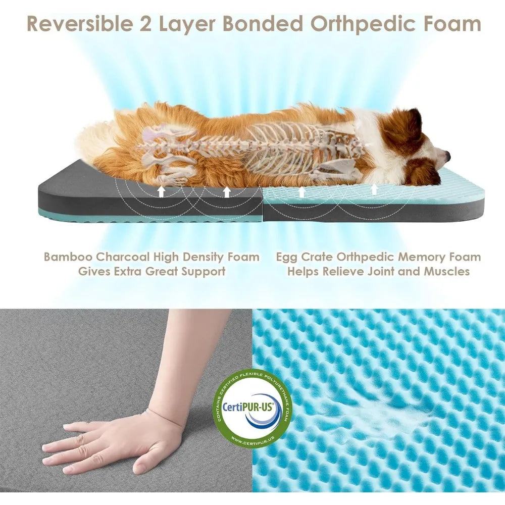 Foldable XXL Faux Fur Fluffy Dog Bed for Extra Large Dogs 54 Inch by 38 Inch by 7.5 Inch