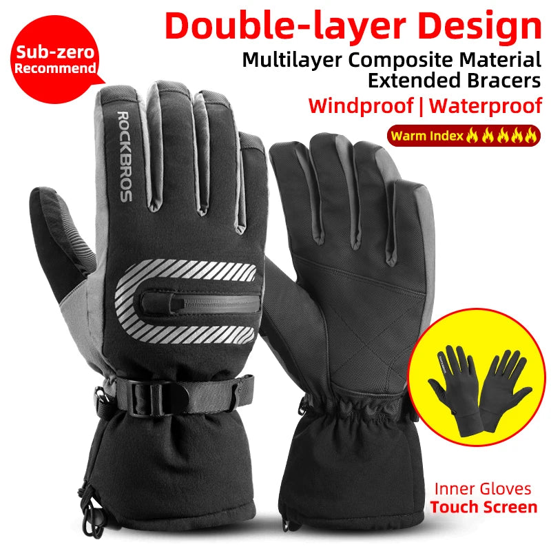 ROCKBROS Waterproof Winter Gloves for Snow Sports and Cycling