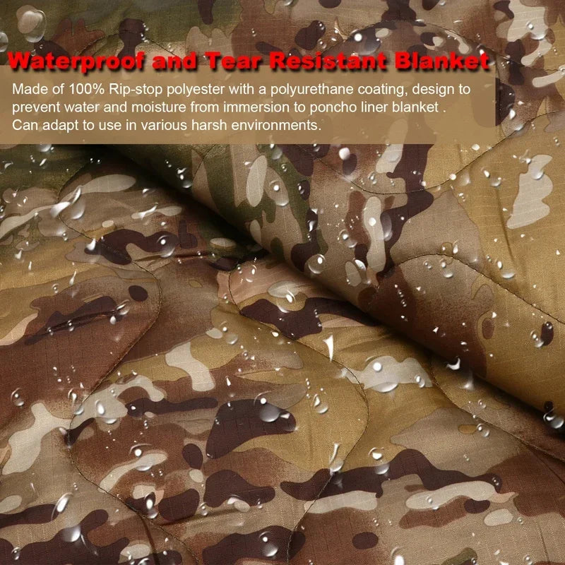 Water Repellent Camouflage Army Poncho Liner Woobie Blanket