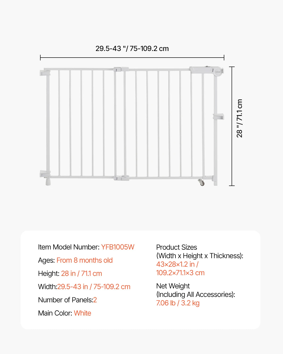 SucceBuy Adjustable Baby Gate for Child and Pet Security