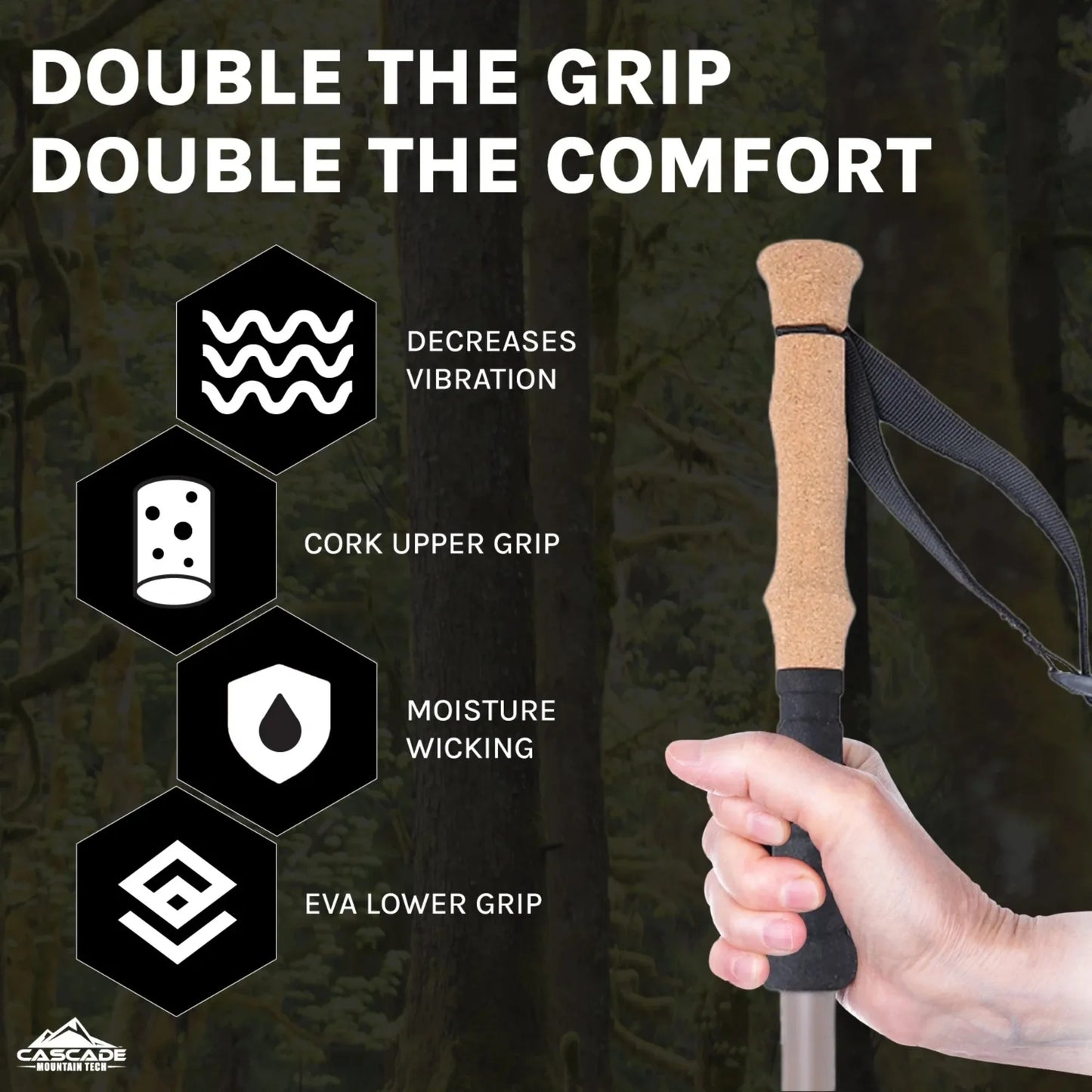 Mossy Oak Carbon Fiber Monopod Hiking Sticks 2 Pack