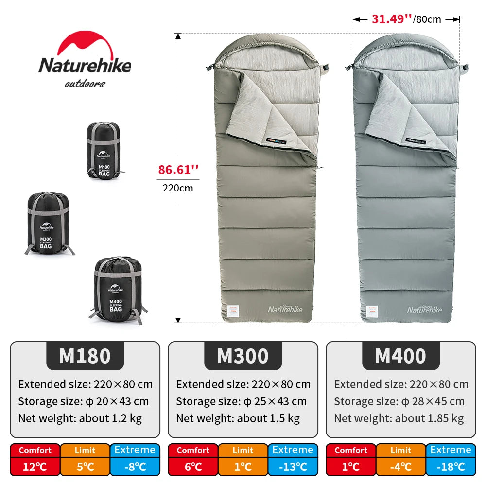 Naturehike Lightweight M180 M300 Double Camping Sleeping Bag Machine Washable Winter Comfort
