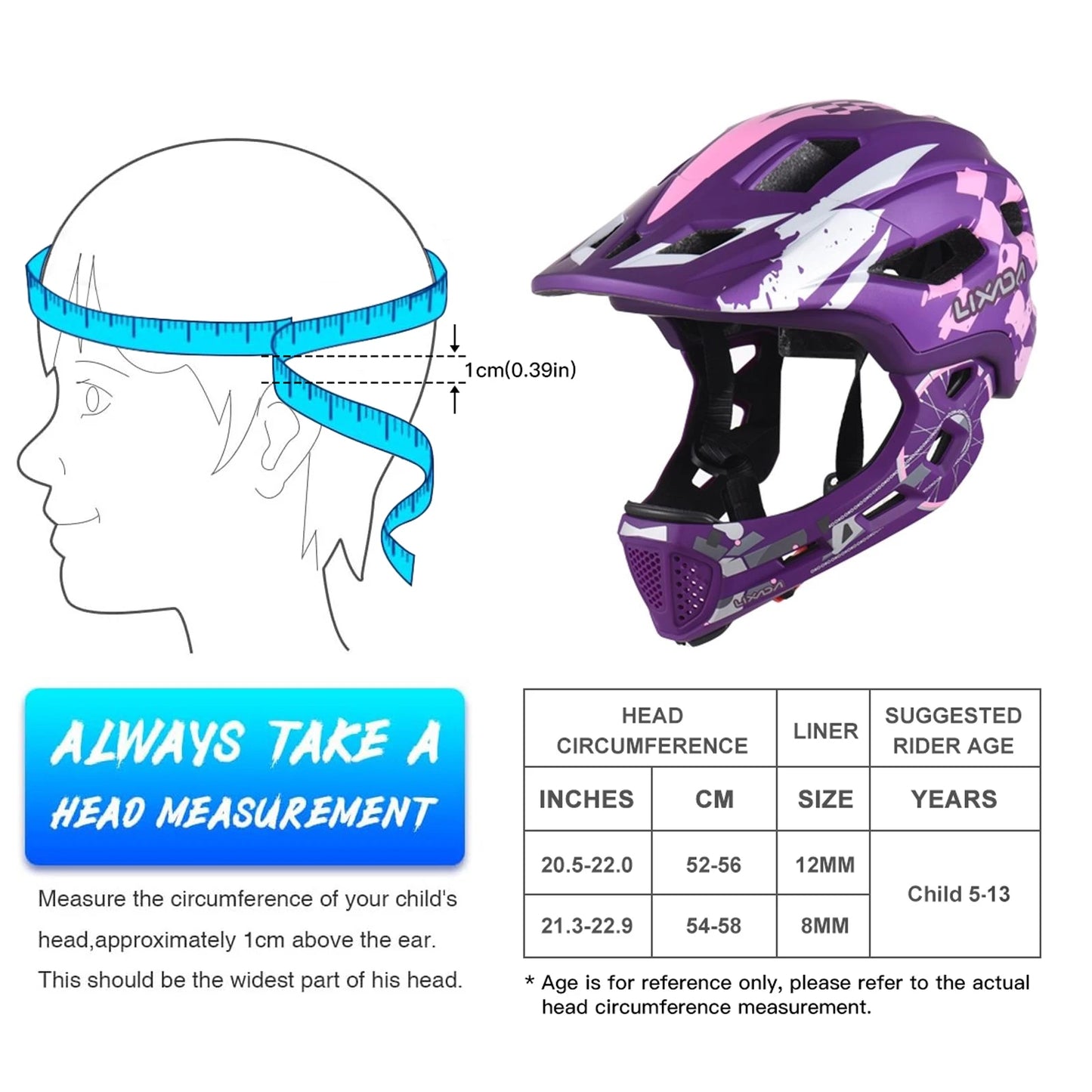 Kids Cycle Helmet Detachable Full Face Adjustable Helmet