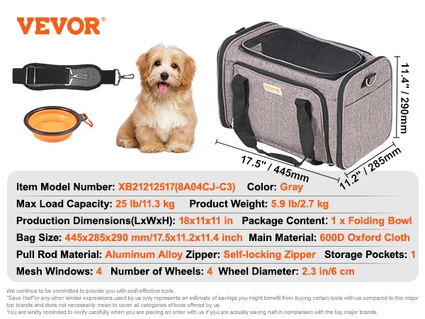 SucceBuy Cat Carrier Breathable Travel Backpack Telescopic