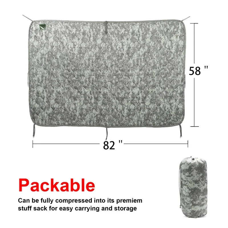 Water Repellent Camouflage Army Poncho Liner Woobie Blanket