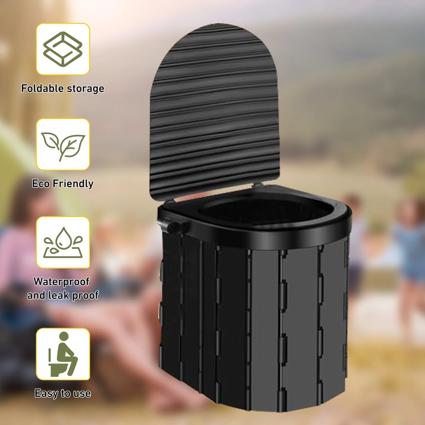Large Portable Camping Toilet with 1.5m Pop Up Privacy Tent for Outdoor Use