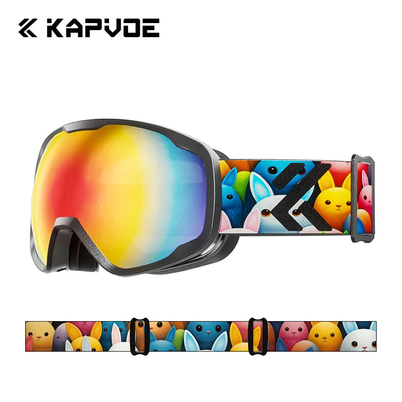Kapvoe Kids Ski Goggles Anti Fog UV400 Snowboard Mask