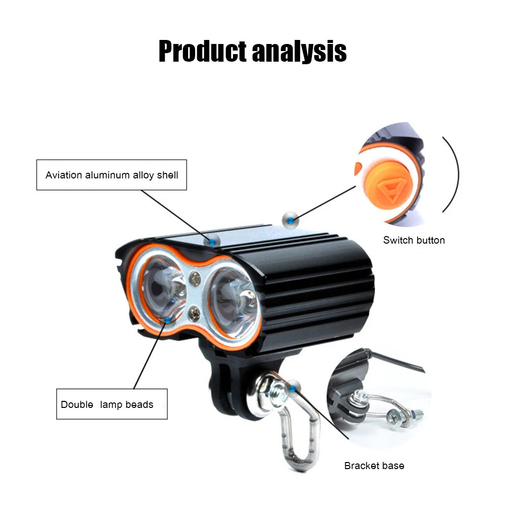 VODOOL LED Bike Headlight Aluminum Alloy Front Lamp 800LM