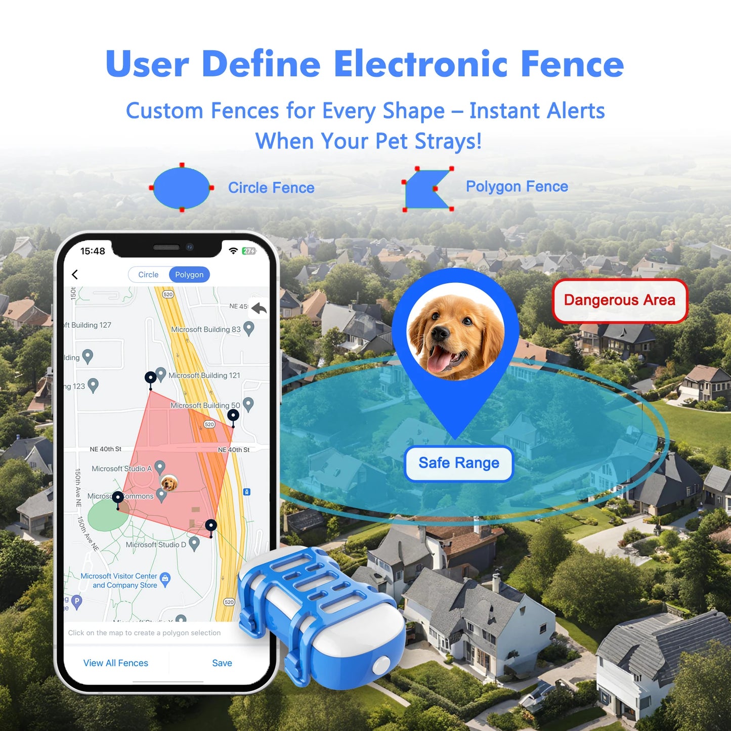 WANWAYTECH 4G GPS Tracker For Pets Waterproof Locator