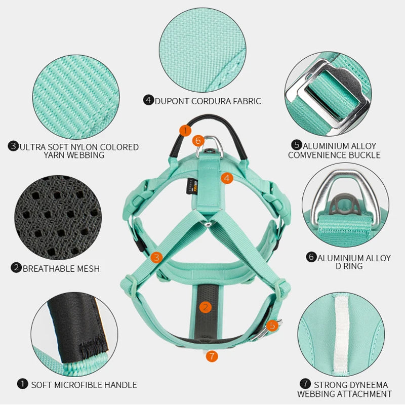Small Combination Pet Harness Nylon Reflective Adjustable