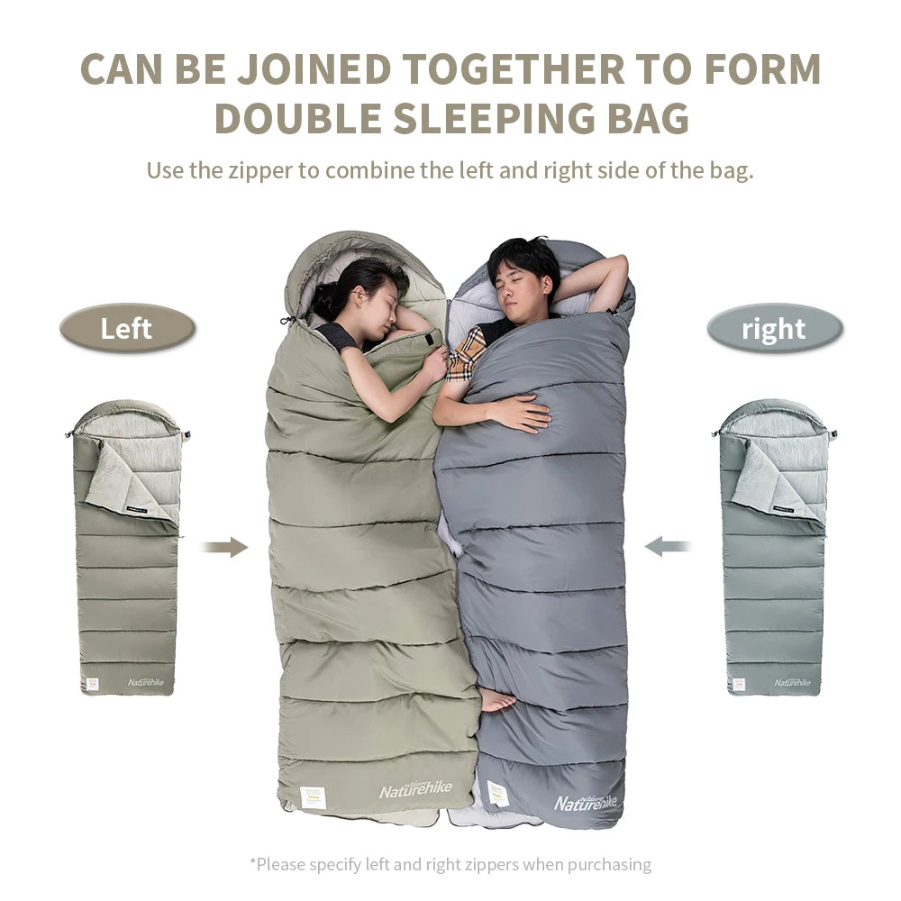 Naturehike Lightweight M180 M300 Double Camping Sleeping Bag Machine Washable Winter Comfort
