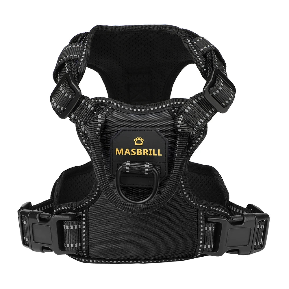 MASBRILLCN Nylon Adjustable No Pull Reflective Dog Harness