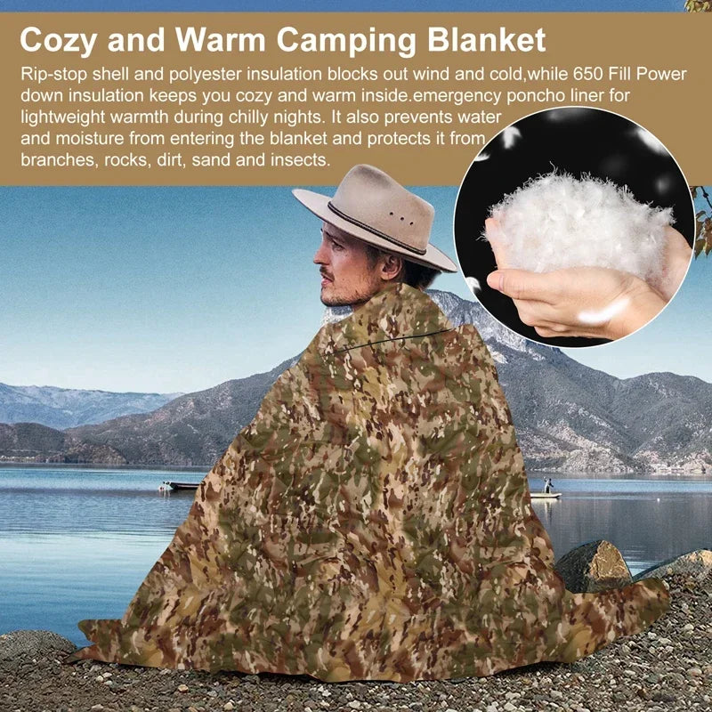 Water Repellent Camouflage Army Poncho Liner Woobie Blanket
