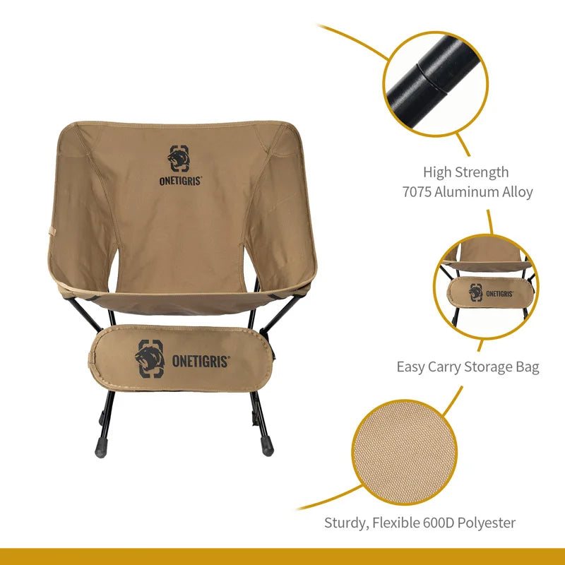 OneTigris Multicam Portable Camping Chair Foldable Outdoor Chair for Hiking Fishing and Gardening