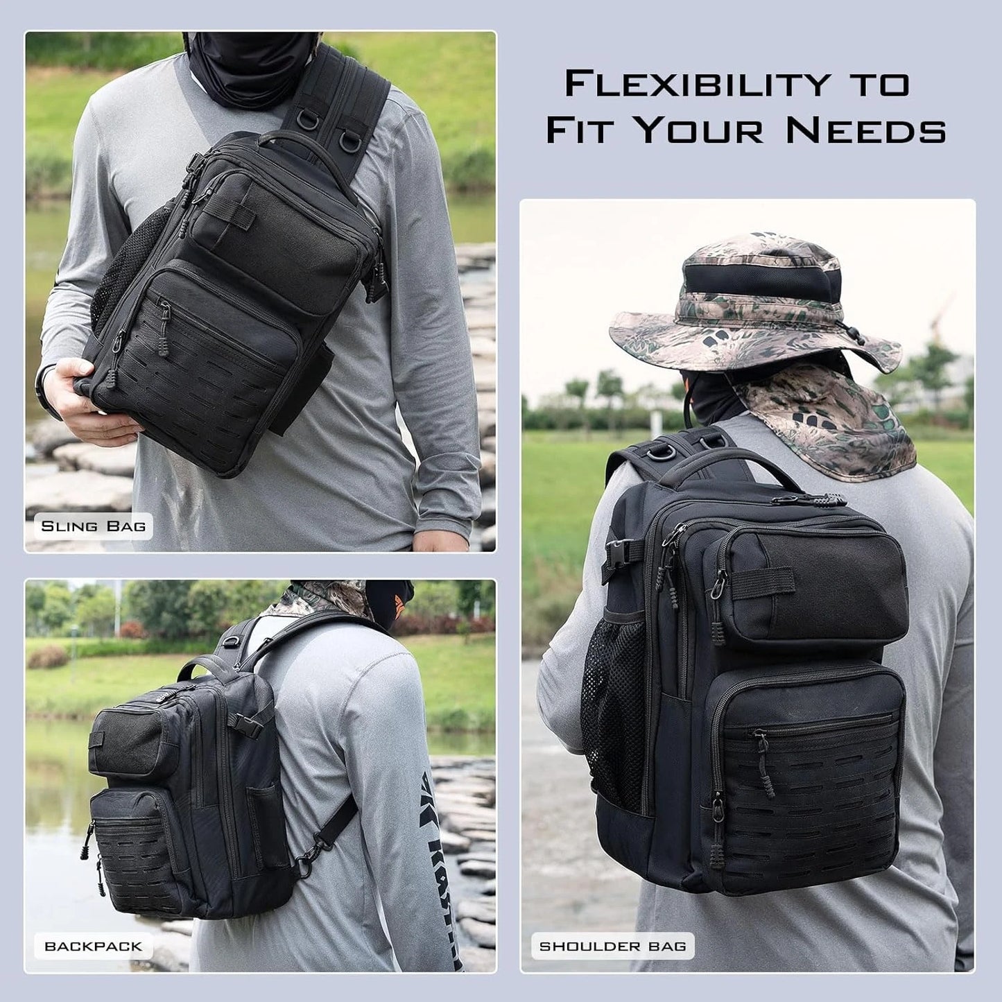 Tactical Fishing Sling Tackle Bag Lightweight Backpack for Gear Storage Ideal Gift for Men