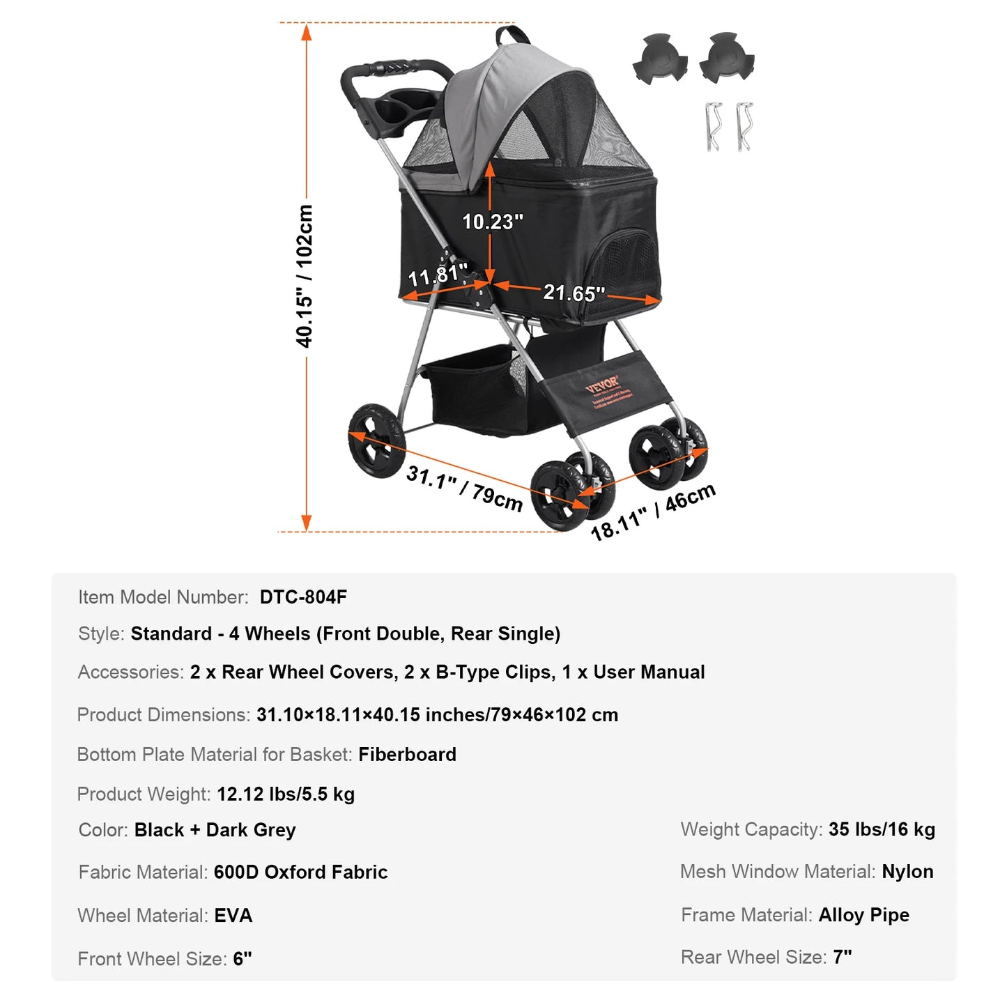 SucceBuy Pet Stroller Carrier Lightweight Aluminum Travel