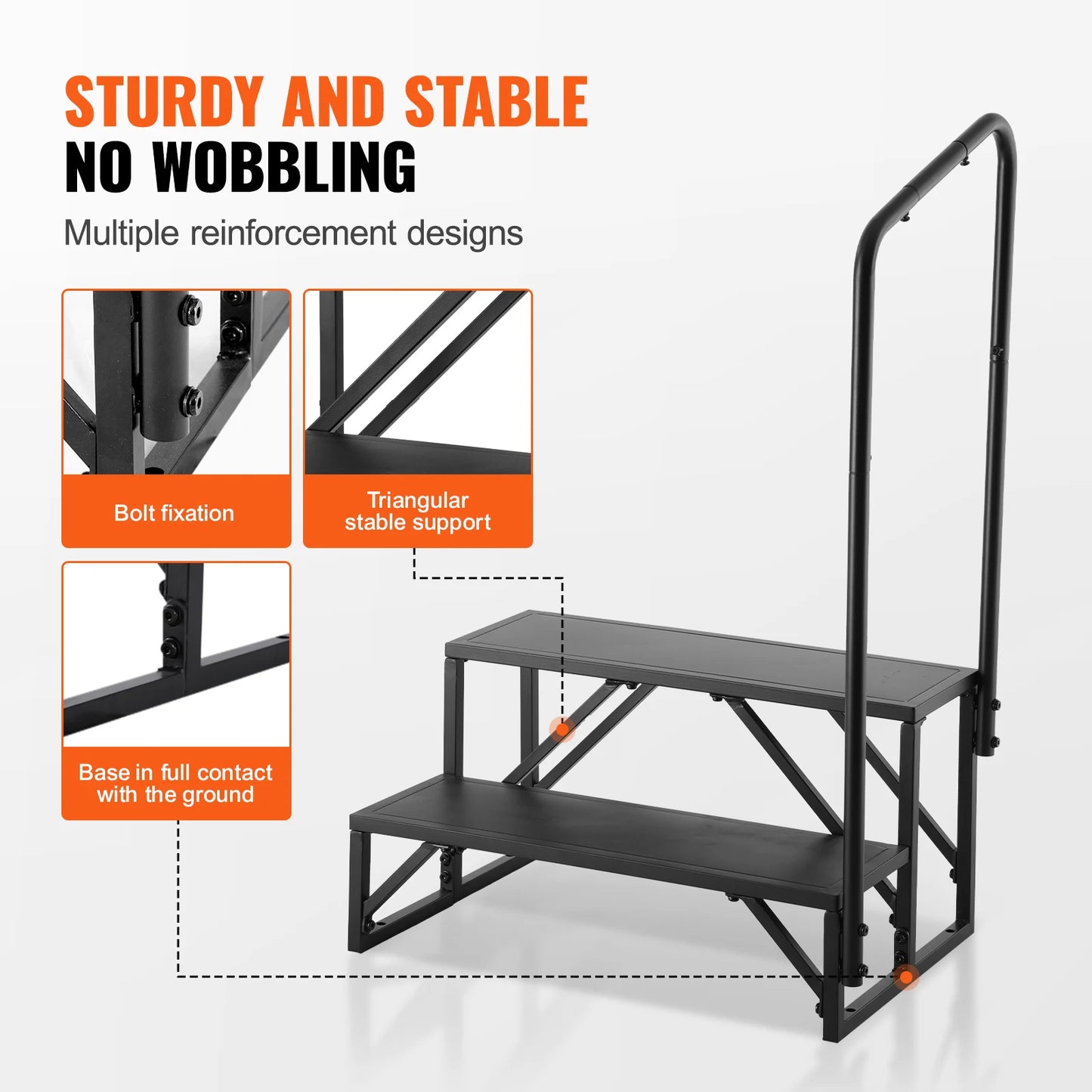 SucceBuy 2-Step RV Stairs with Handrail Non-Slip Design
