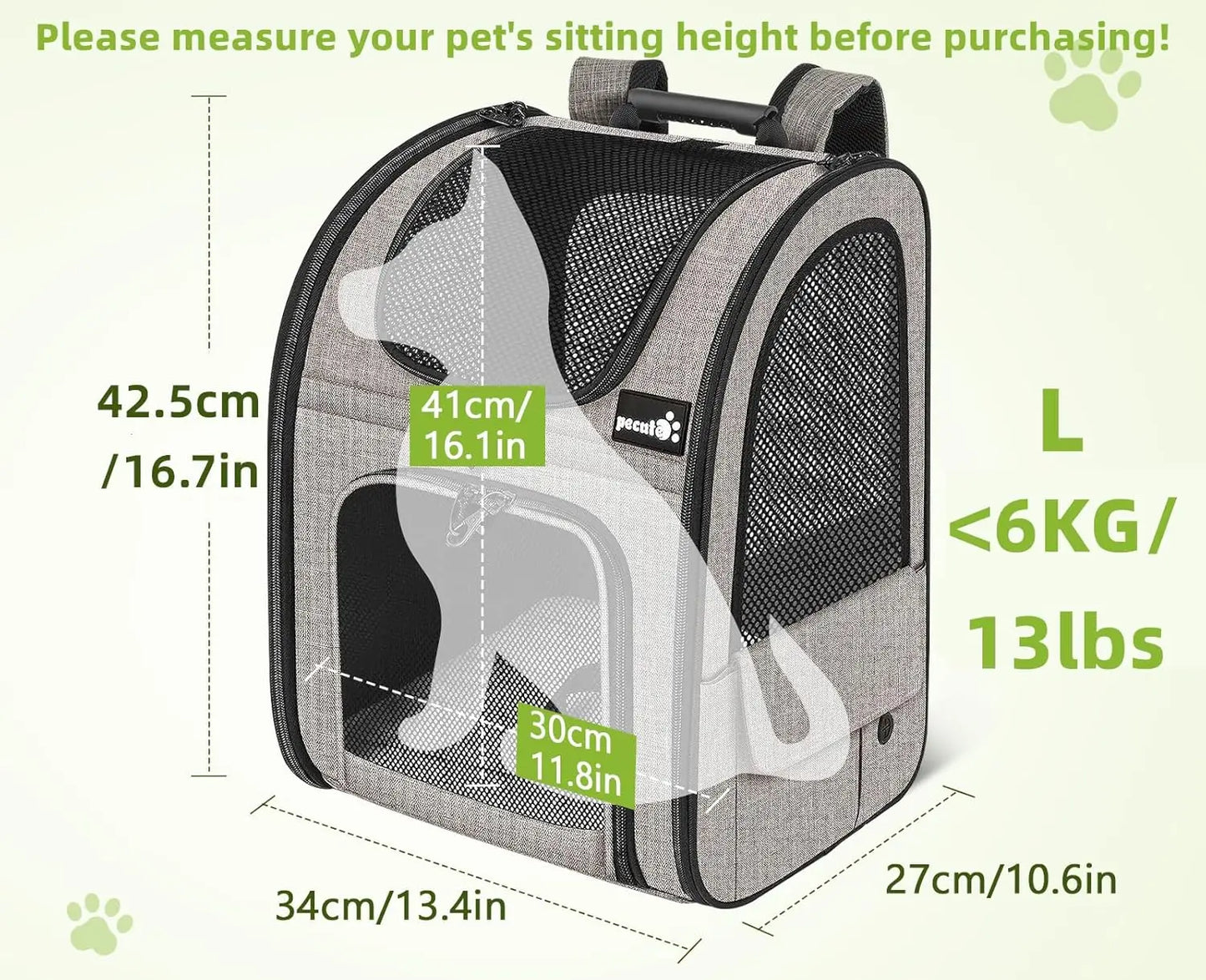 XMSJ Pet Carrier Backpack Expandable Breathable Mesh