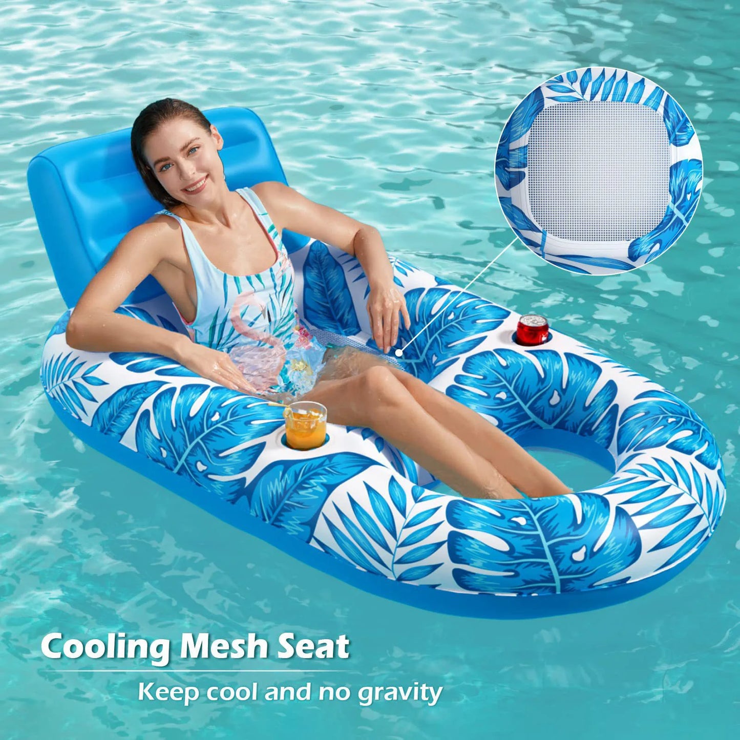 APWIKOGER Inflatable Swim Ring Float Chair for Water Fun
