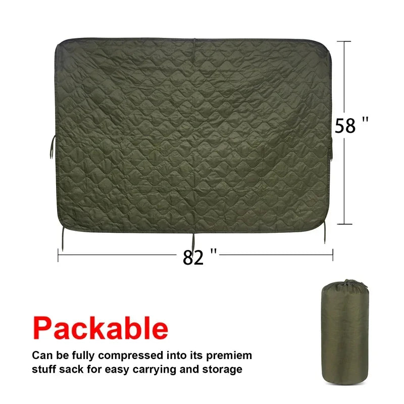 Water Repellent Camouflage Army Poncho Liner Woobie Blanket