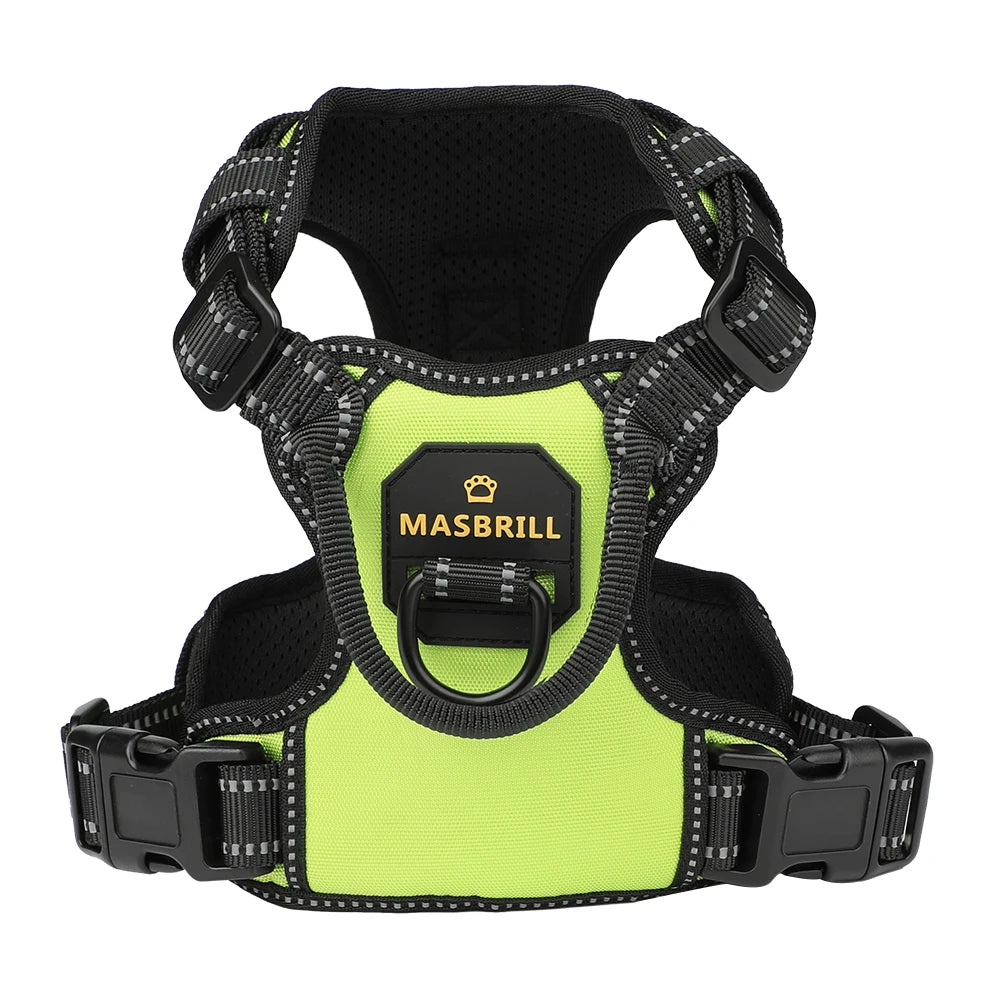 MASBRILLCN Nylon Adjustable No Pull Reflective Dog Harness