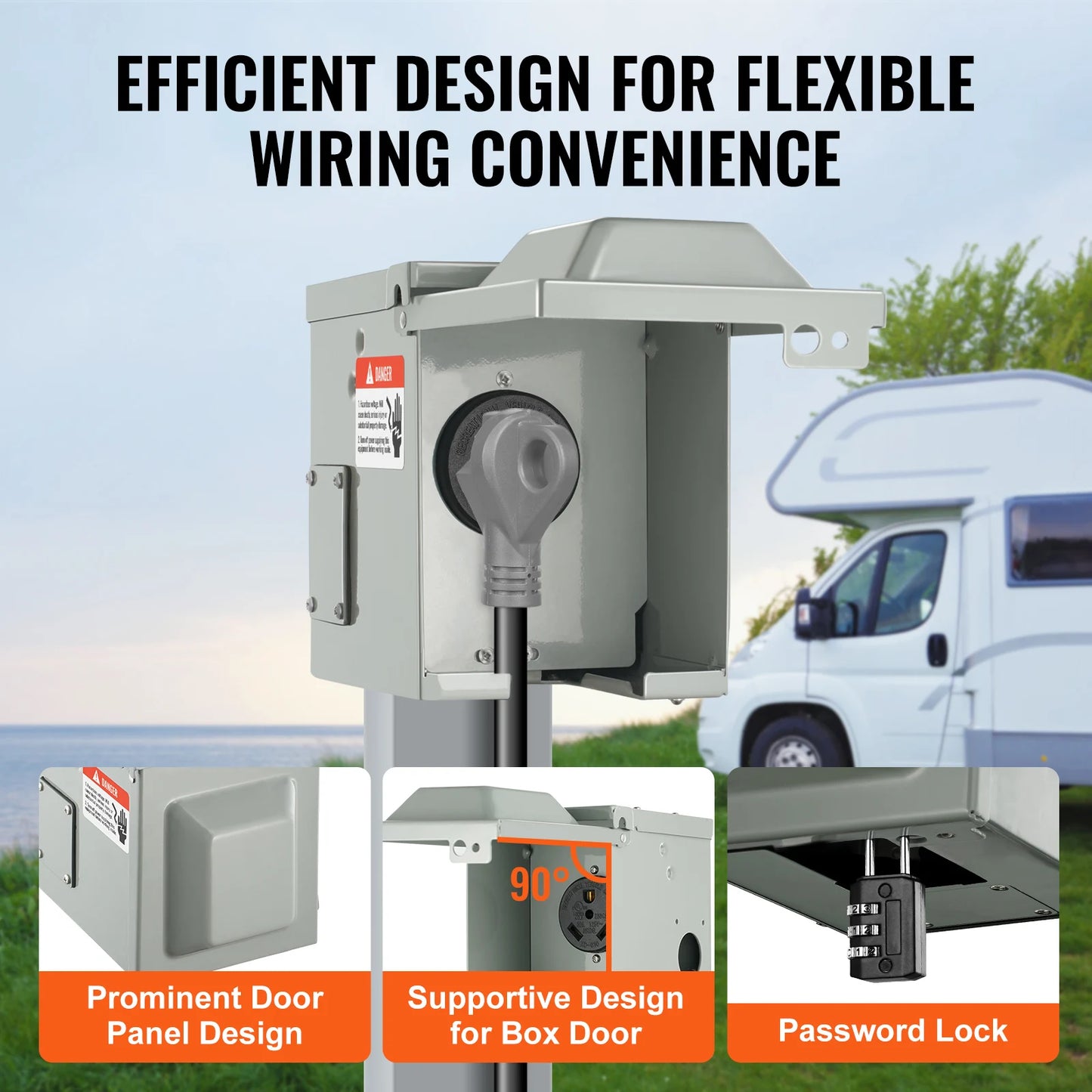 SucceBuy RV Power Outlet Box with Heavy-Duty Iron Casing