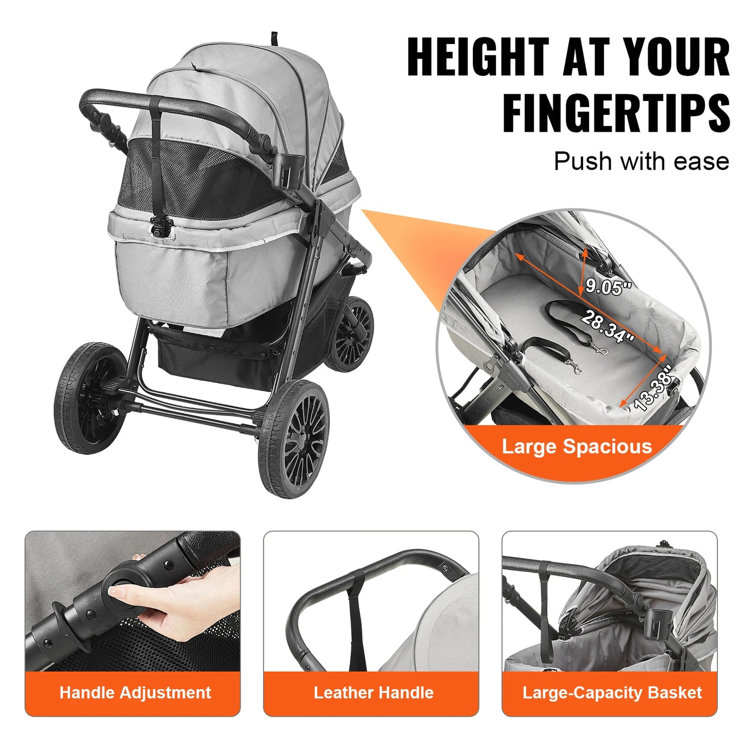 SucceBuy Pet Stroller Carrier Lightweight Aluminum Travel