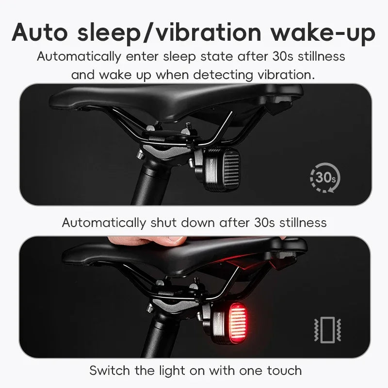 ROCKBROS Bike Rear Light Brake Sense Taillight IPX6 12 Modes