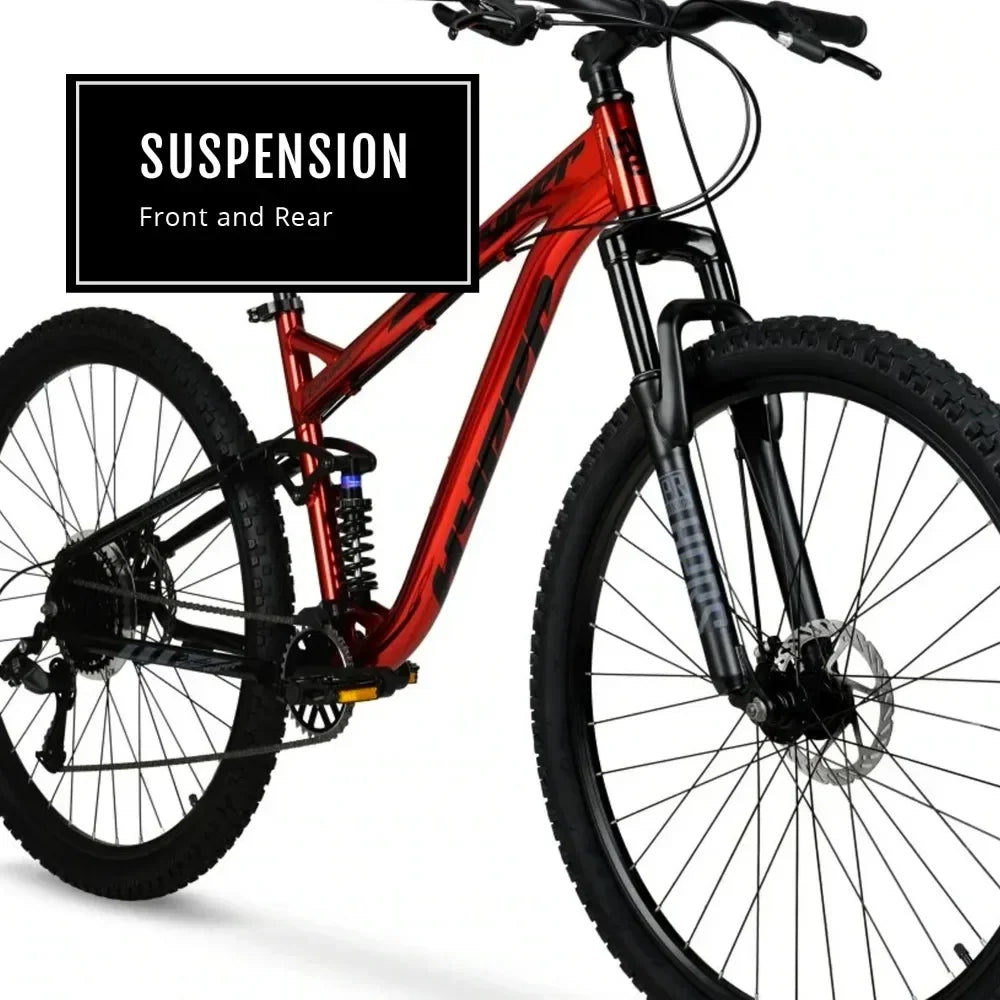 29 Inch Dual Suspension Mountain Bike for Adults Red Color Unisex Design