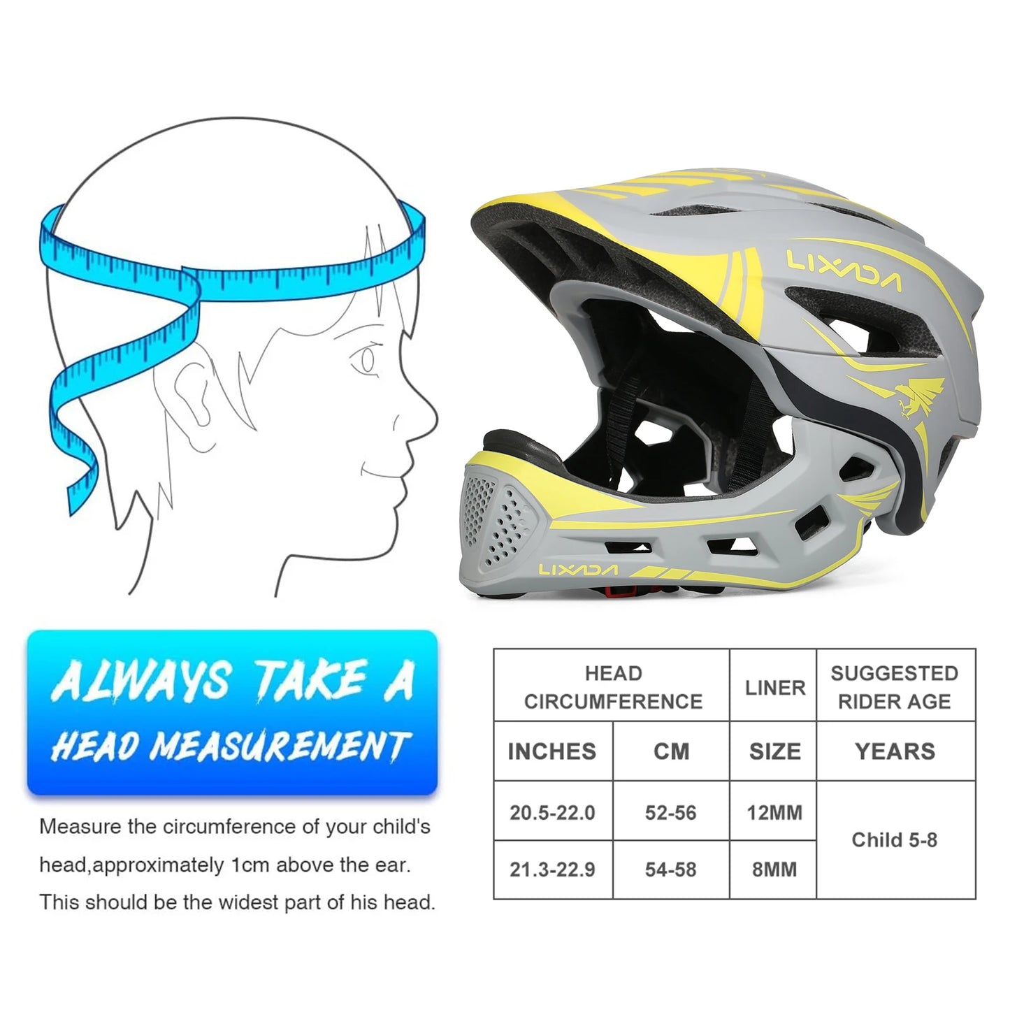Lixada Kids Detachable Full Face Helmet for Sports Safety