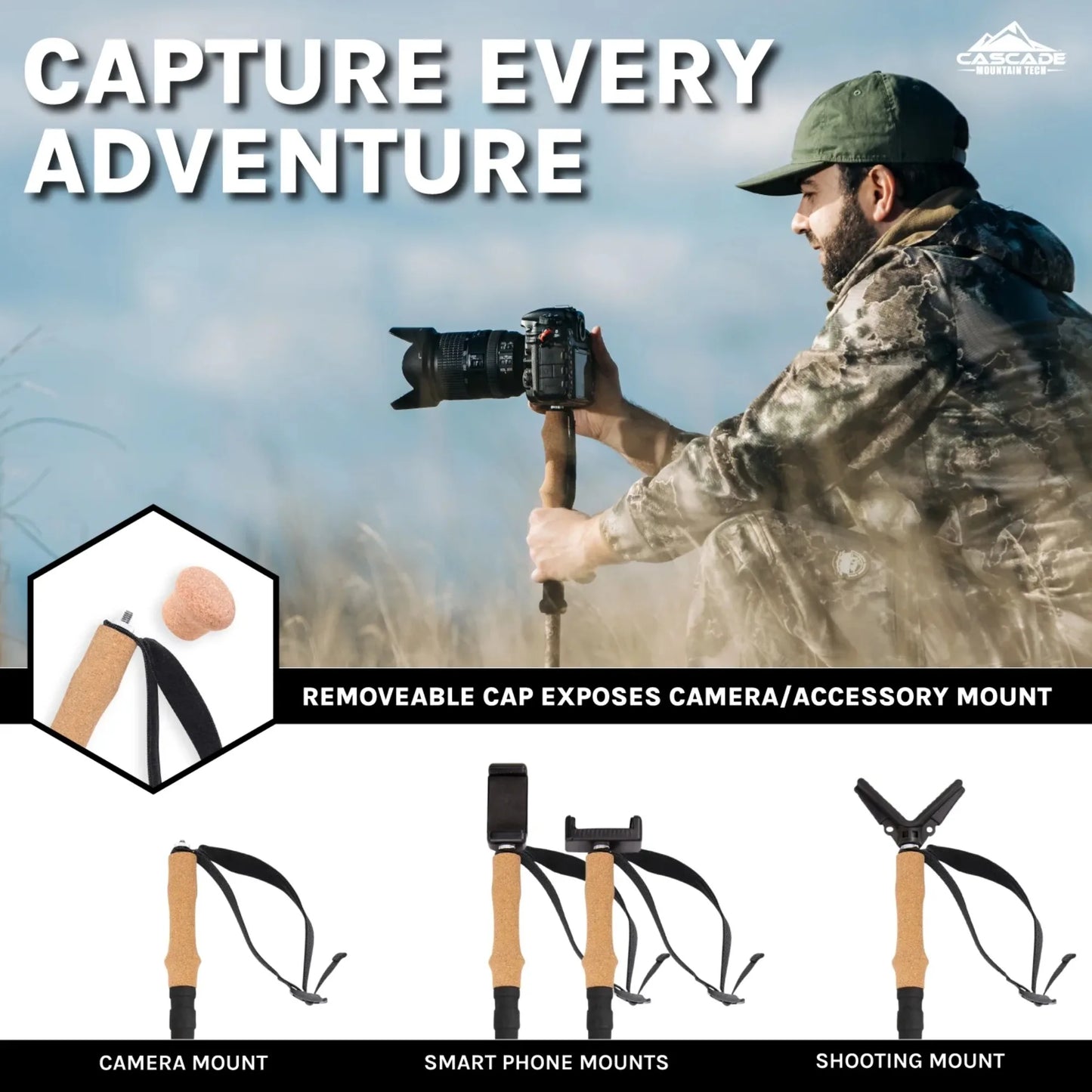 Mossy Oak Carbon Fiber Monopod Hiking Sticks 2 Pack