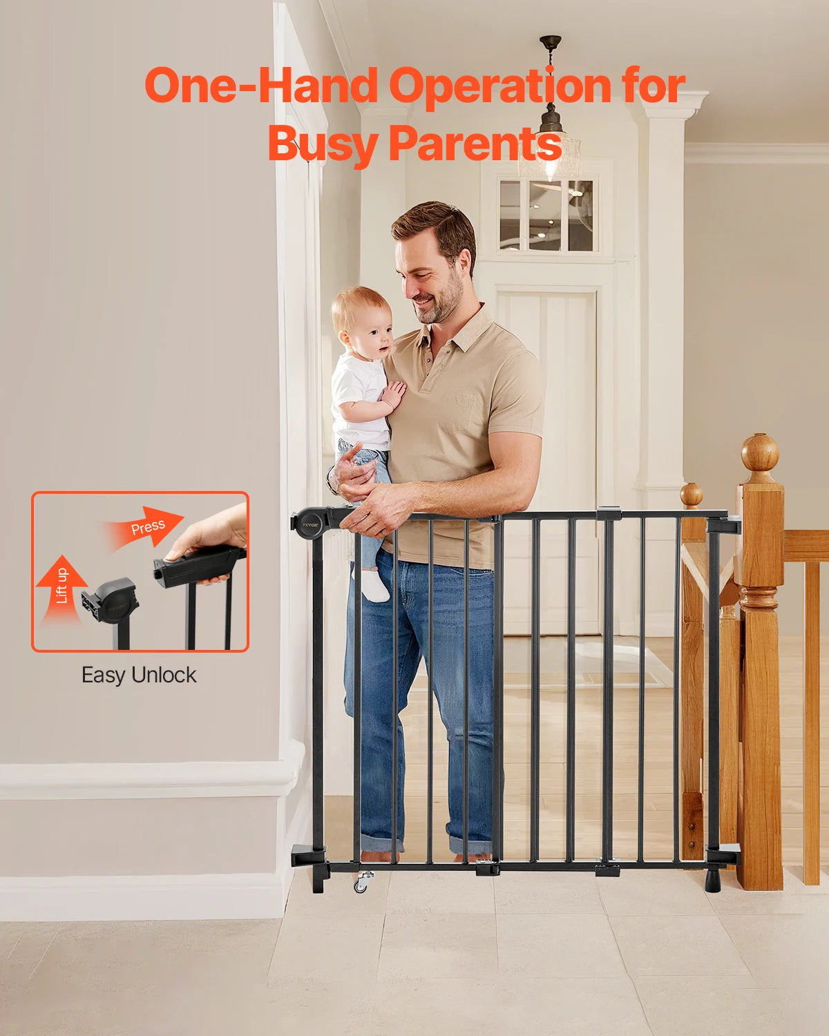 SucceBuy Adjustable Baby Gate for Child and Pet Security