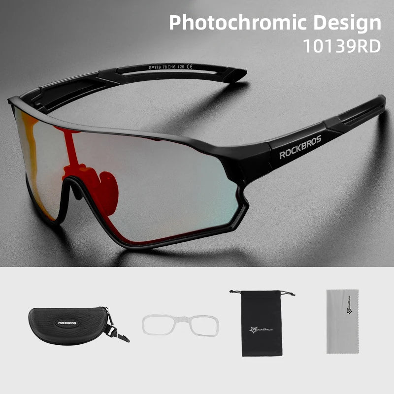 ROCKBROS Photochromic Cycling Sunglasses UV400 Outdoor Eyewear