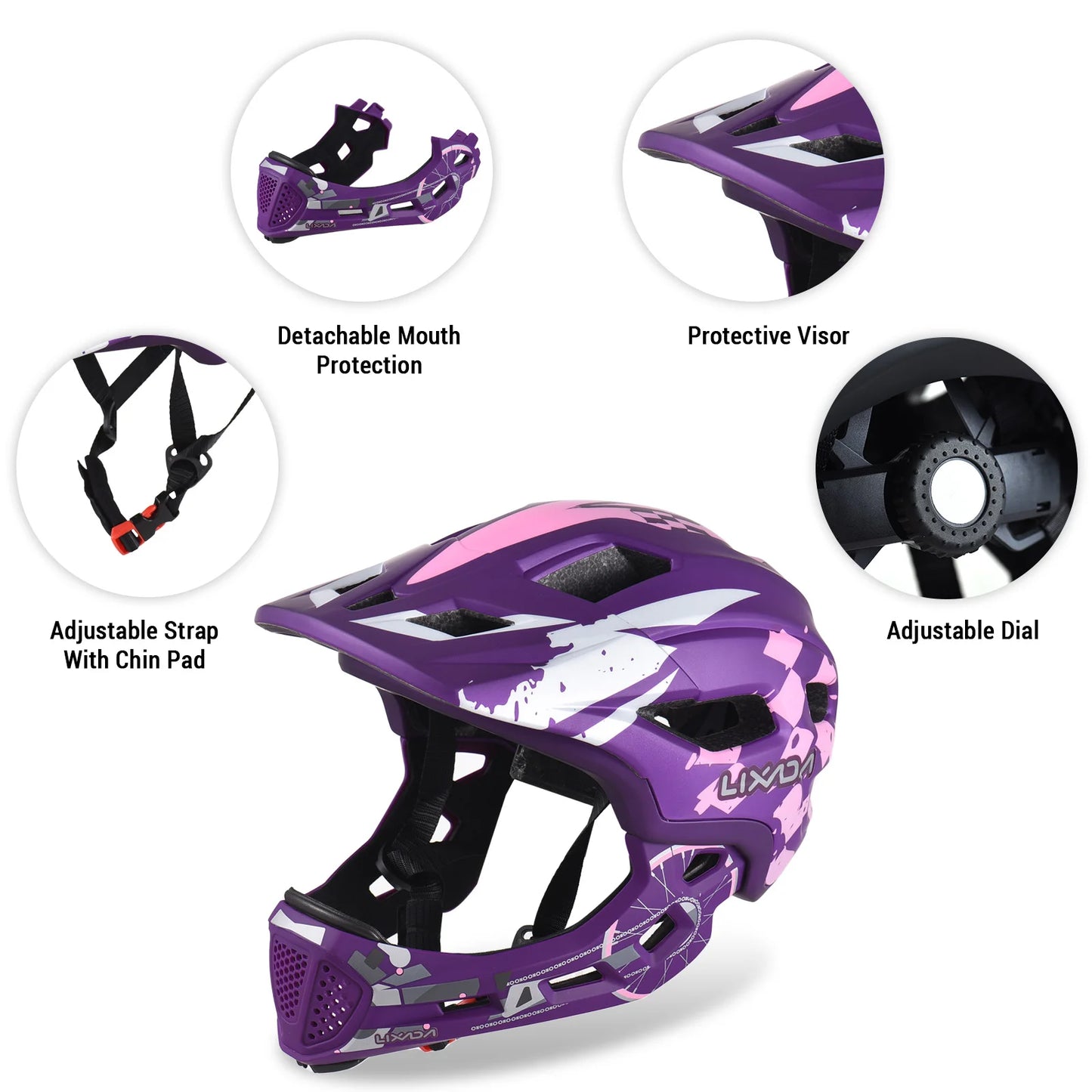 Kids Cycle Helmet Detachable Full Face Adjustable Helmet