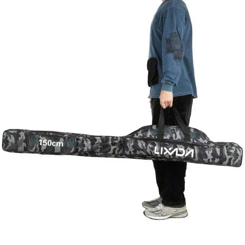 Lixada 3 Layer Portable Fishing Pole Bag Folding Rod Carry Case Tackle Storage Solution