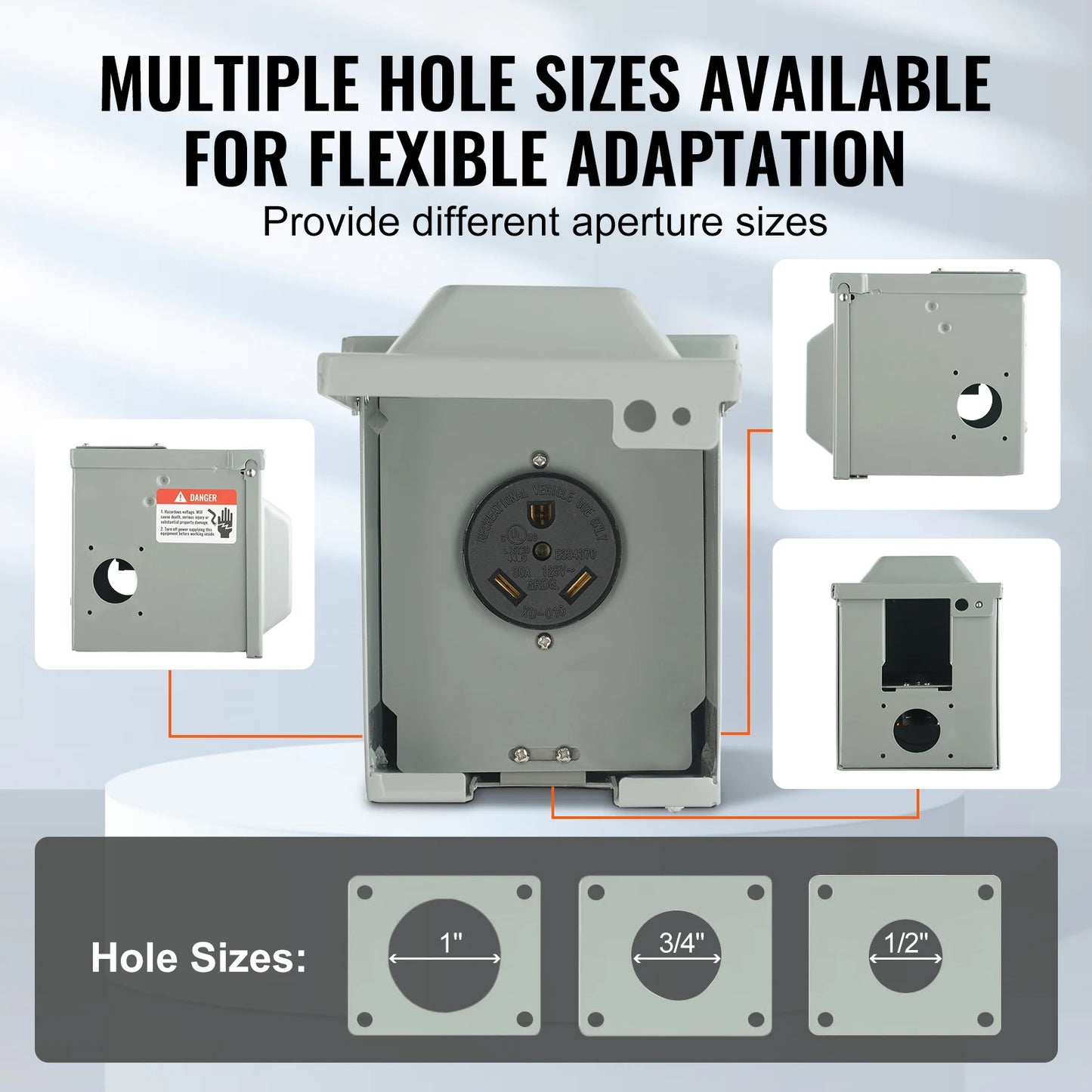 SucceBuy RV Power Outlet Box with Heavy-Duty Iron Casing