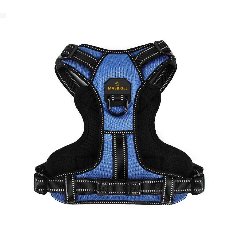 MASBRILLCN Nylon Adjustable No Pull Reflective Dog Harness