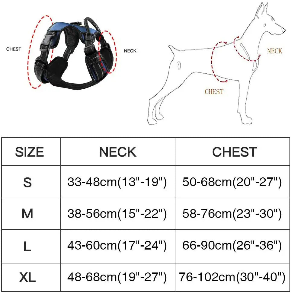 MASBRILLCN Nylon Adjustable No Pull Reflective Dog Harness