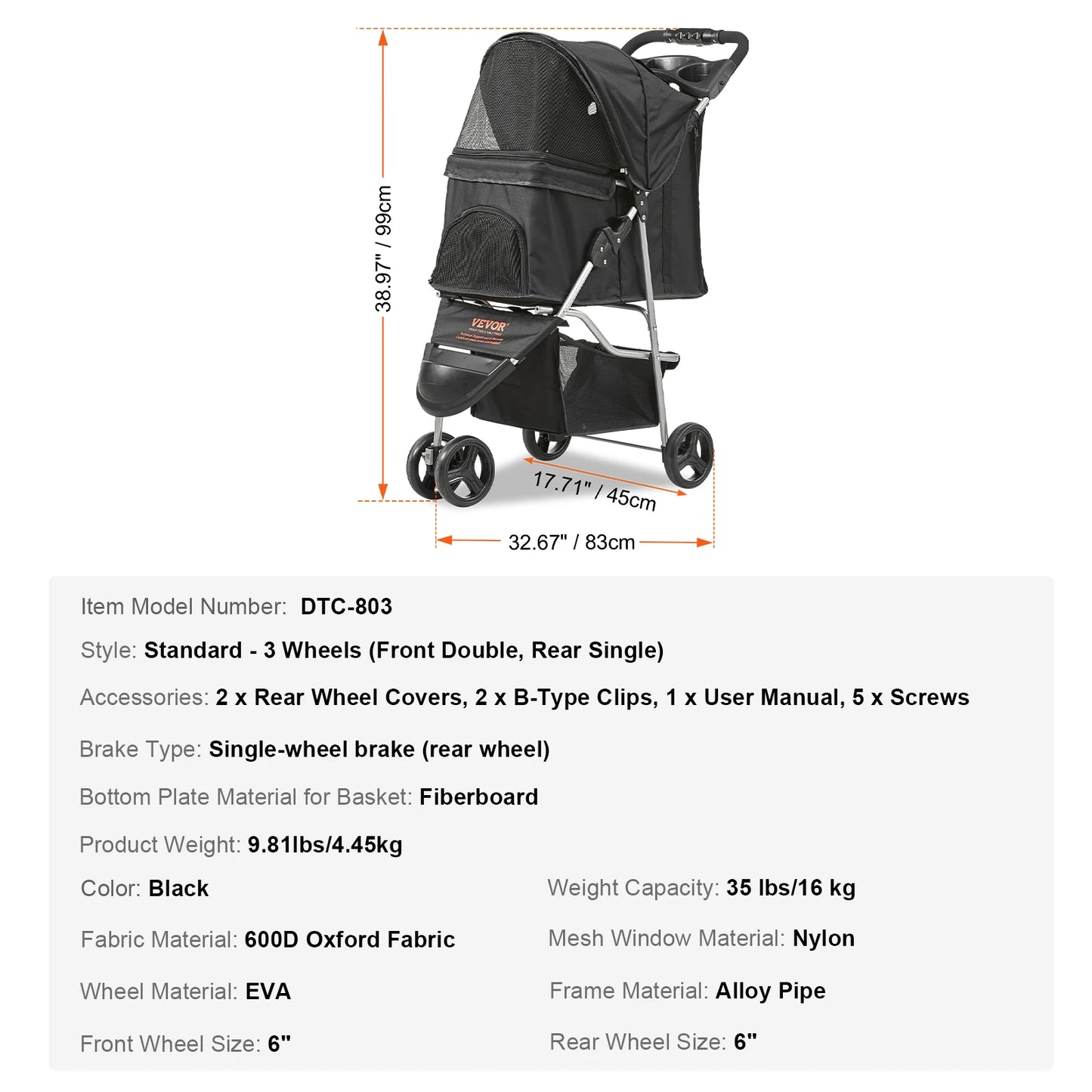 SucceBuy Pet Stroller Carrier Lightweight Aluminum Travel