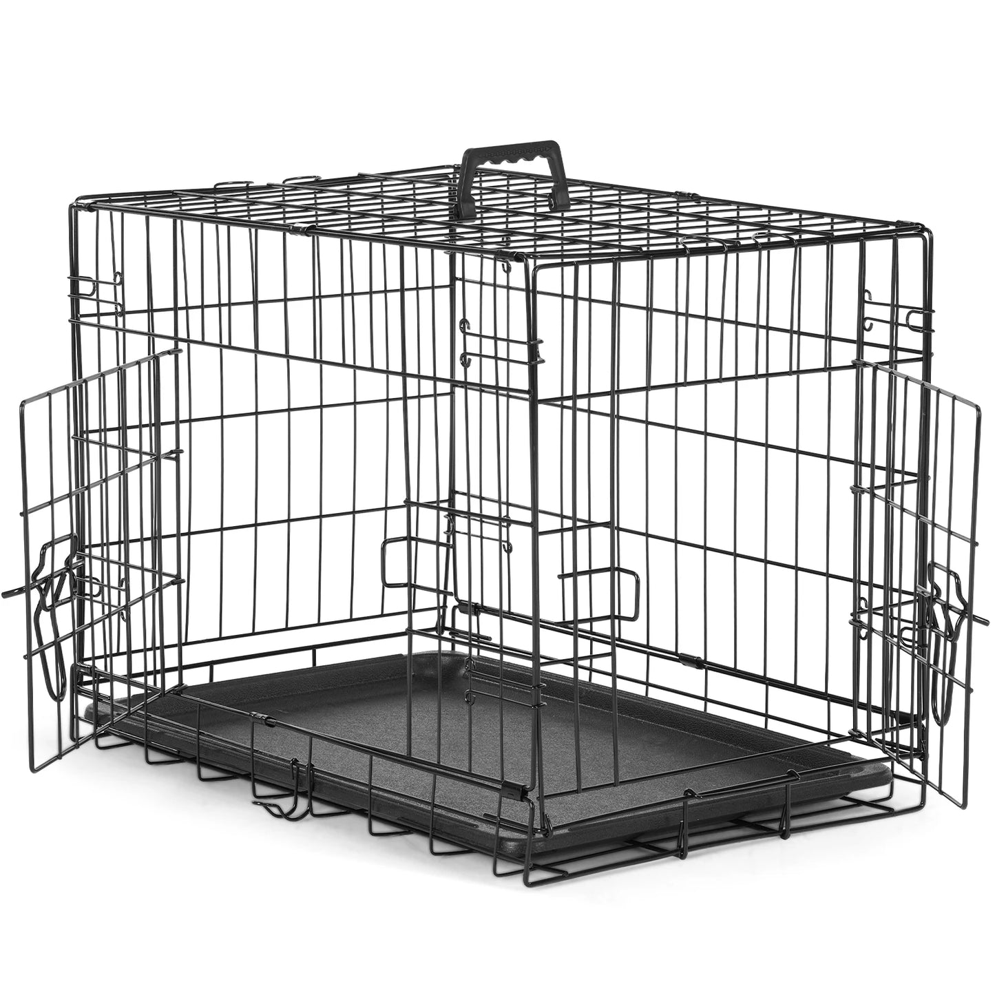 JHK Extra Large Double Door Folding Metal Dog Cage with Leak Proof Tray for Indoor Outdoor Use