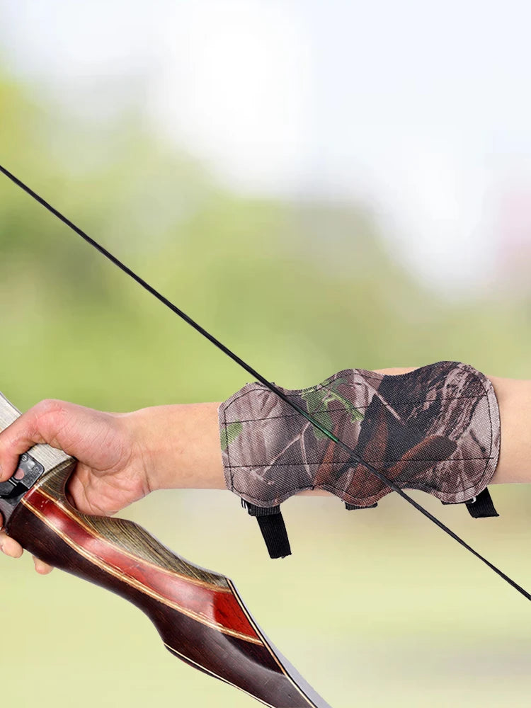 Adjustable Camouflage Archery Arm Guard Forearm Protector with Strap for Bow and Arrow Accessories