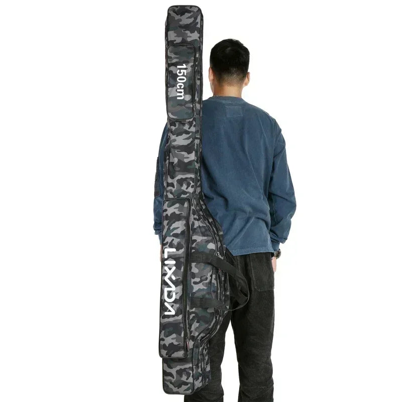 Lixada 3 Layer Portable Fishing Pole Bag Folding Rod Carry Case Tackle Storage Solution