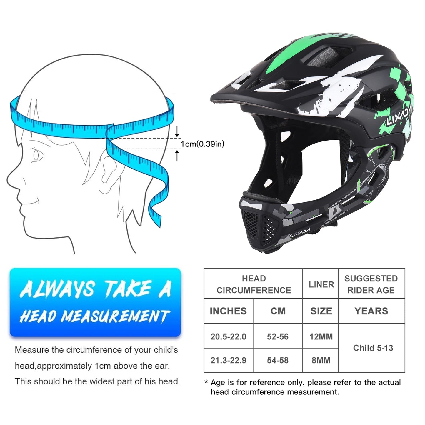 Kids Cycle Helmet Detachable Full Face Adjustable Helmet