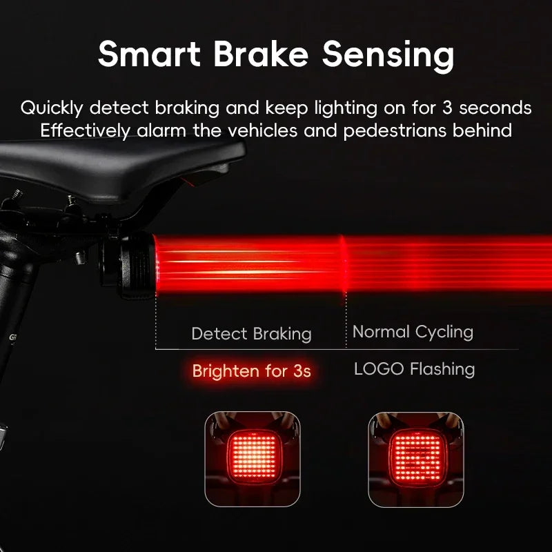 ROCKBROS Bike Rear Light Brake Sense Taillight IPX6 12 Modes